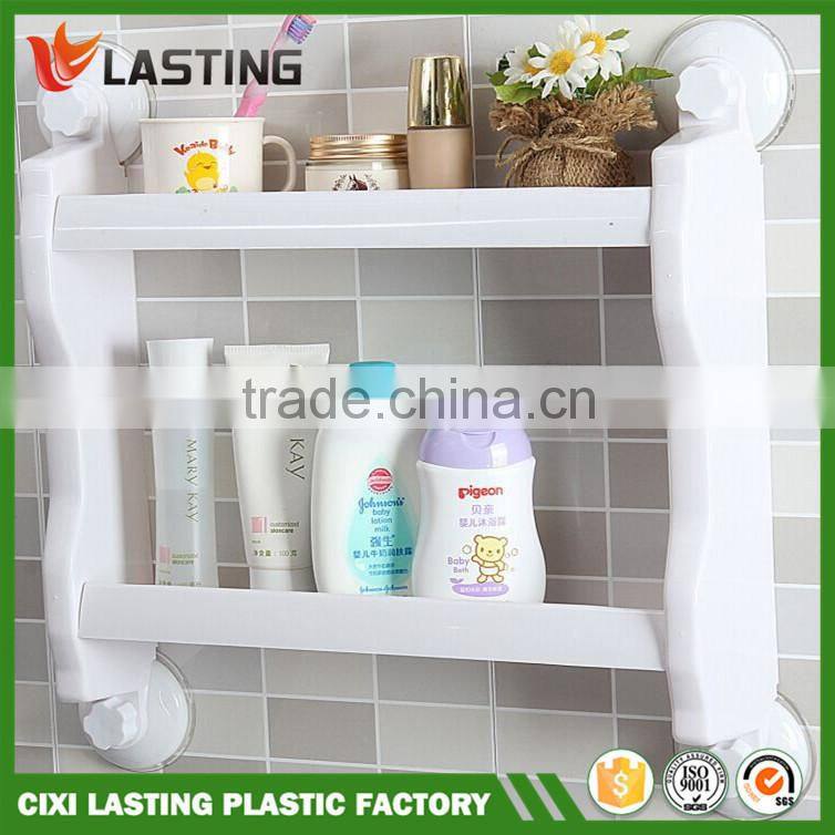 2 Layers Multi-function Plastic Bathroom & Kitchen Storage Shelf With Super Suction