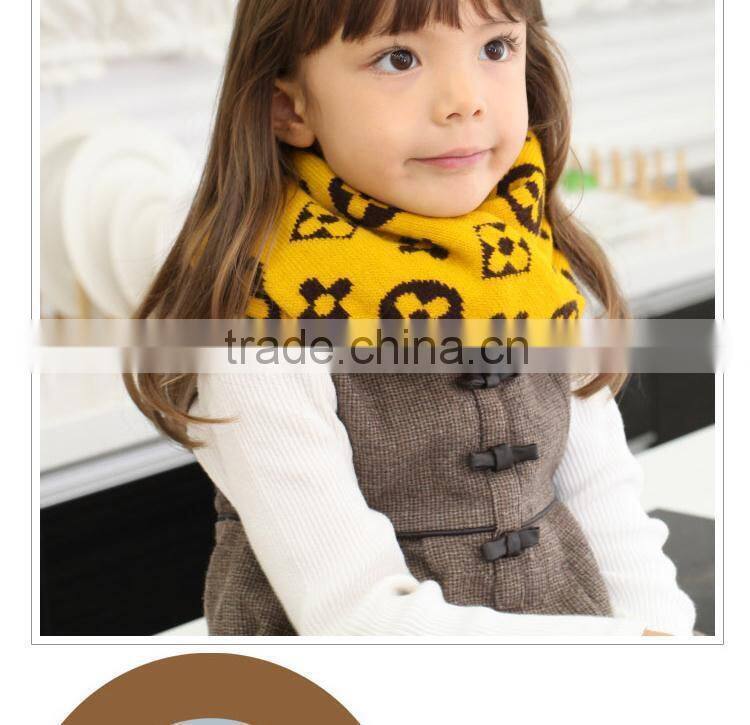 2014 Winter New Flower Pattern Baby Kids Knitted Circle Scarf