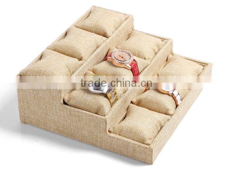 A264 ANPHY Lenen Watch Box Flannelette 3 Layers 9 units Chain Bracelet Display Box