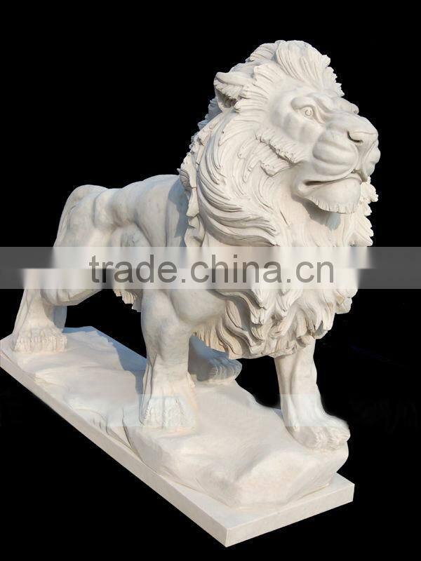 Natural stone white marble lion statues
