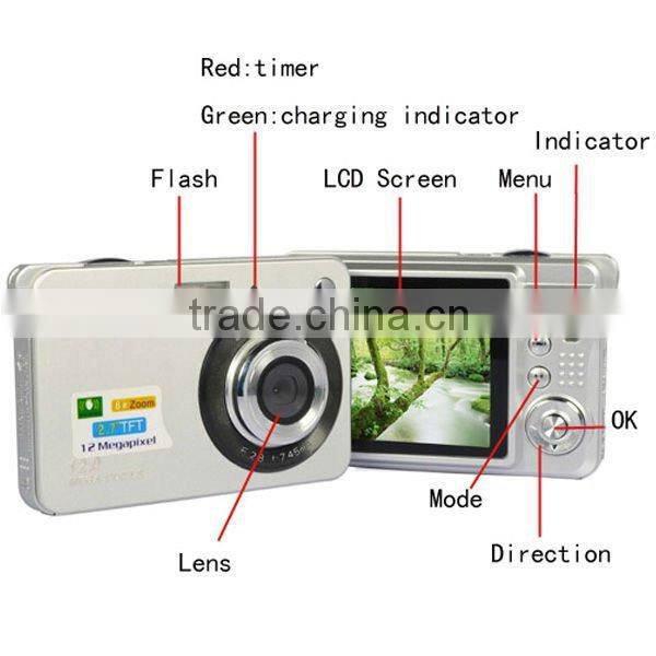 2013 professional digital cameras with 5 mega pixels CMOS sensor 8x digital zoom ODM/OEM christmas hot sale