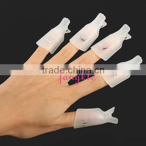 plastic nail soaker /gel polish remove clip / 10pcs wearable nail soaker cap