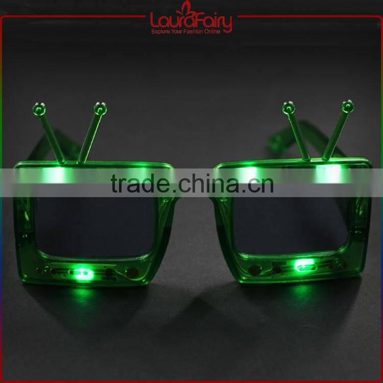 Laura Fairy Wenzhou Cute Kid'S Crazy Party Funny Green TV Shaped LED Sunglasses