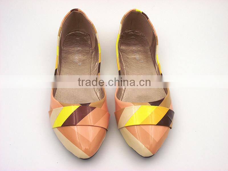 2016 wholesale factory price special leather multicolor lady flat shoes in stock