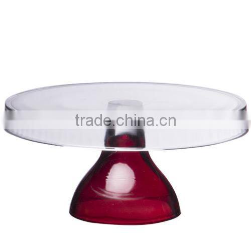 Hand-made cake stand with red stem