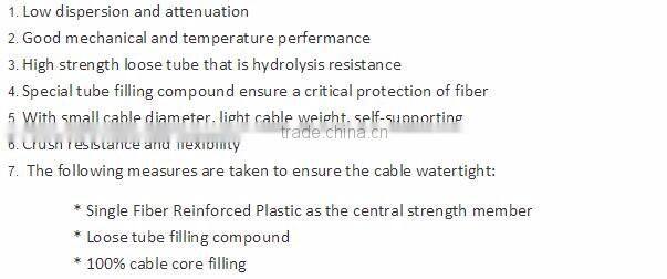 Outdoor 12 core aerial SM fiber optic cable gytc8a