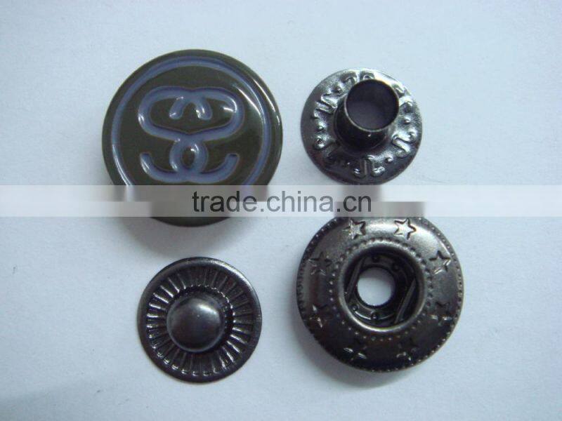 15mm washable eco-friendly metal brass 4 part press snap button