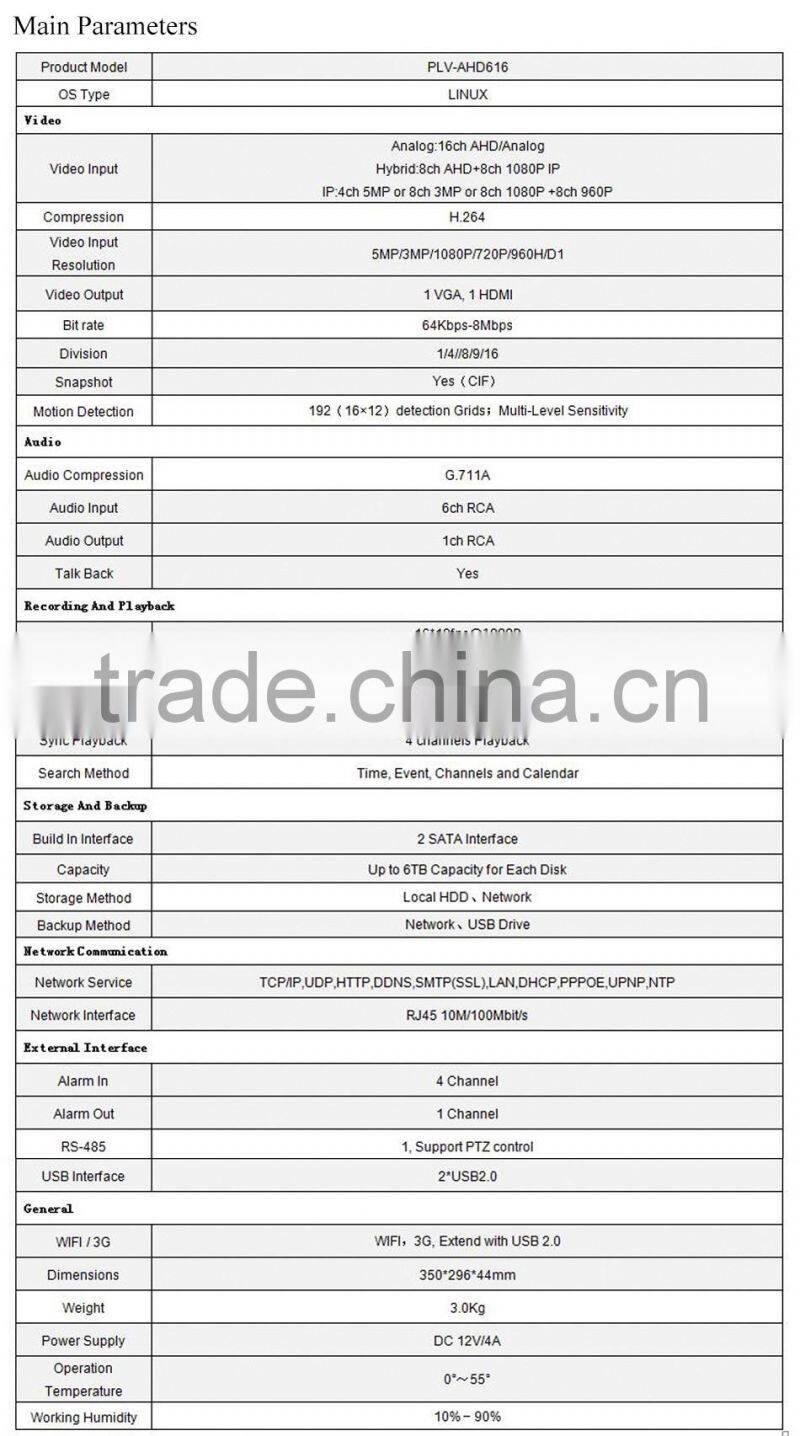 2016 New products alarm alarm 16ch ahd dvr 1080p full hd digital video recorder