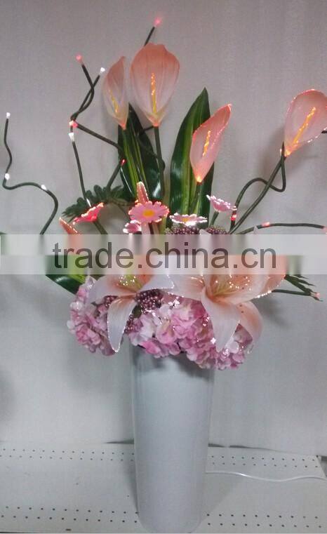2017 New Garden Decor Lamp Wholesale Price artificial Big size fiber optic Calla Lily Flower Pot