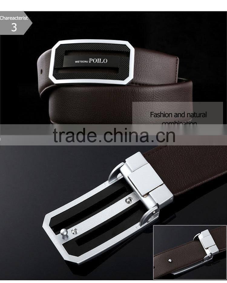 Genuine fashion handcrafted leather double pin belt buckle belt