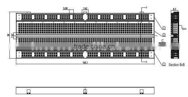 830 Tie-point Solderless Breadboard TCB-102T