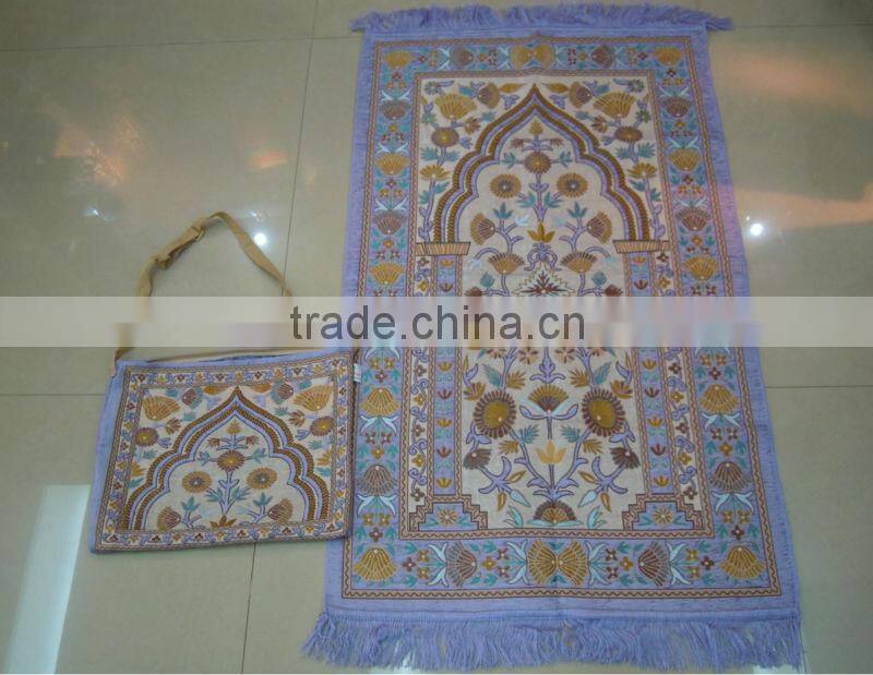 BT- 607adult muslim prayer mat and rugs with bag Haji gift