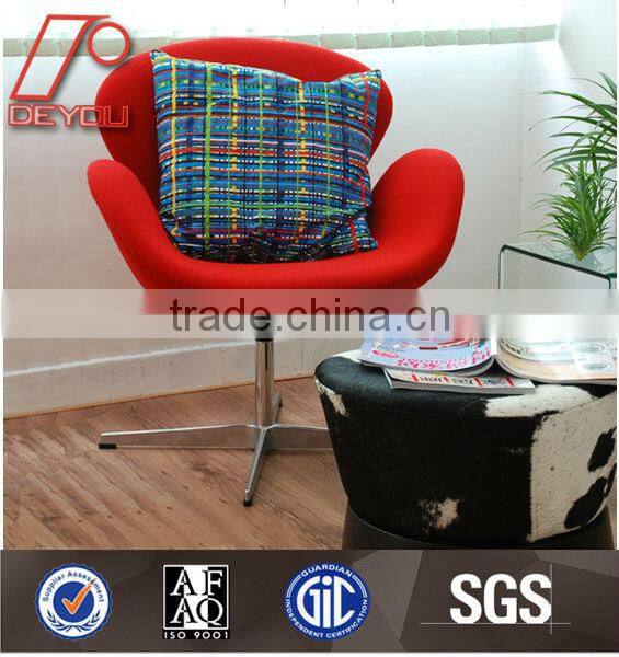 Green fabric fiberglass wool swan chair by Arne Jacobsen H-378B