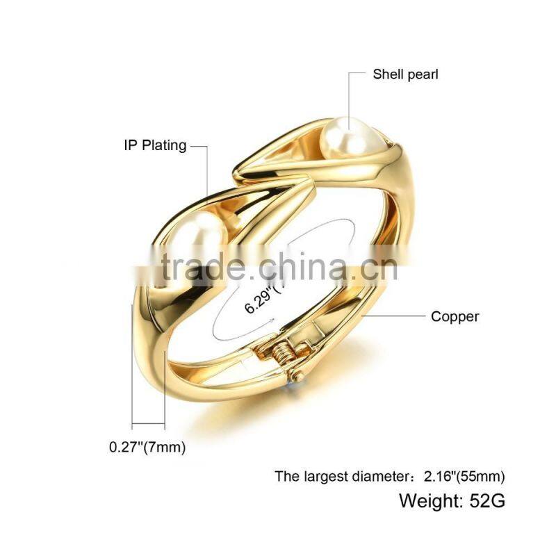 new products 2016 innovative design women jewelry expandable gold bangle claw bracelet with pearl