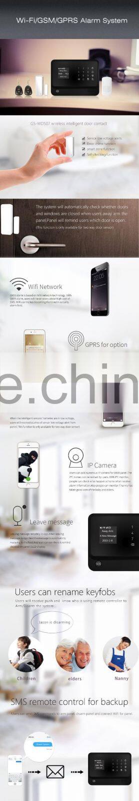 Wireless security wifi gsm gprs alarm system CE/FCC certification supported Swedish/Spanish/Russian language APP control