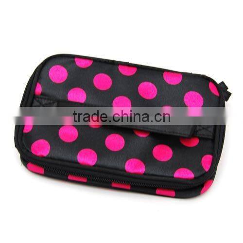 Double Two Layers Makeup Case With Mirror Cosmetic Holder With Zipper