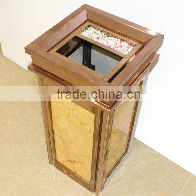 Square hotel marble metal dustbin