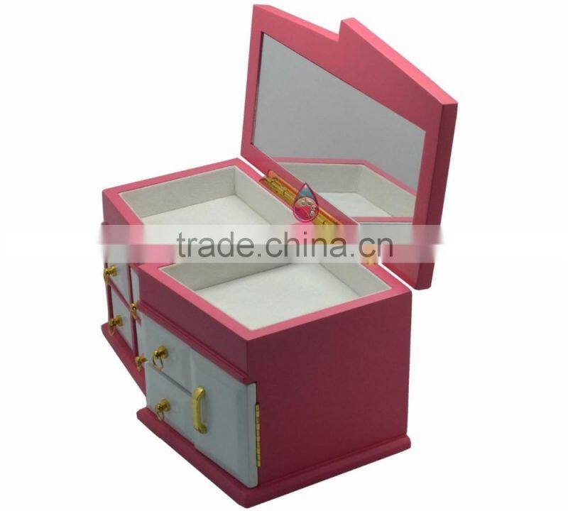 cute pink jewelry gift cabinet with mirror