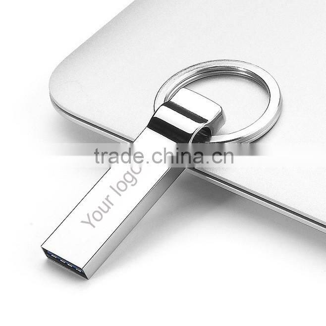Stainless steel material customize usb stick key housing flash drive with keychain ring