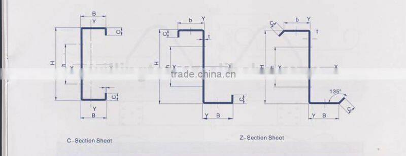 Alibaba express u c z section purlin roll forming machine