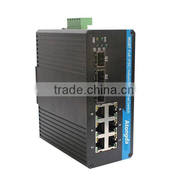 6 Port 3 Fiber to 6RJ45 Managed Industrial PoE Optical fiber Switch