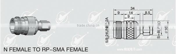 Adapter bulkhead N female to Reverse Polarity SMA male body with female pin 50ohm