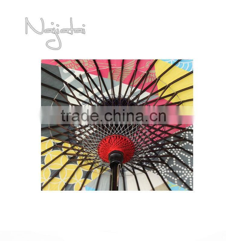 Unusual Shape Colorful Hand Painted Handmade Japanese Cloth Paper Umbrella
