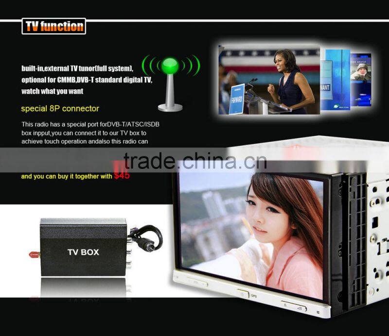 7inch two din HD universal car radio DJ7053 with external DTV 3G MTK3360 solution for all universal cars