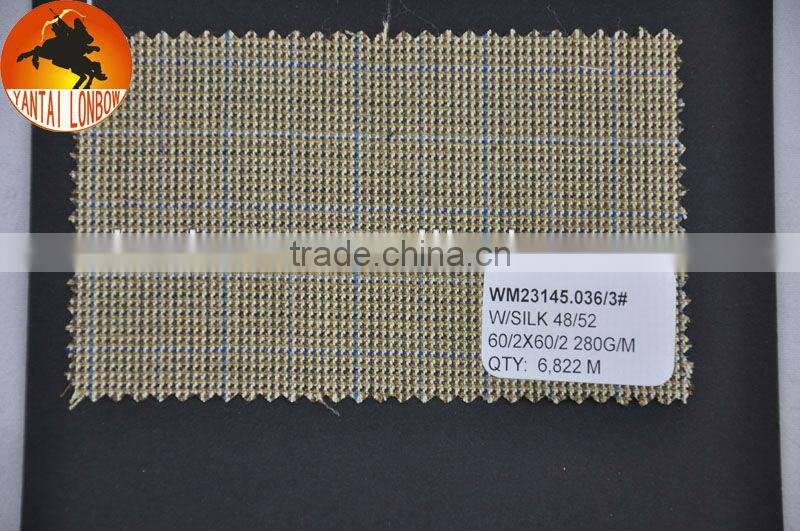 check fine quality Italia design worsted wool silk men's jacketing fabric