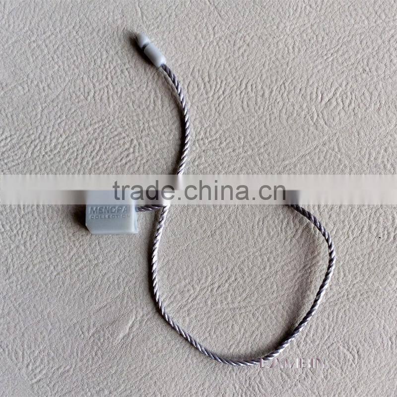 Garment accessory hot sale plastic seal tag, plastic hang tag string, many colors to choice hang tag elastic loops