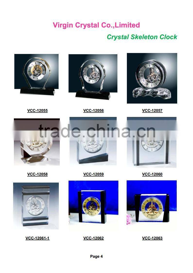 Hot clear crystal flame shape mechanical table clock art crafts