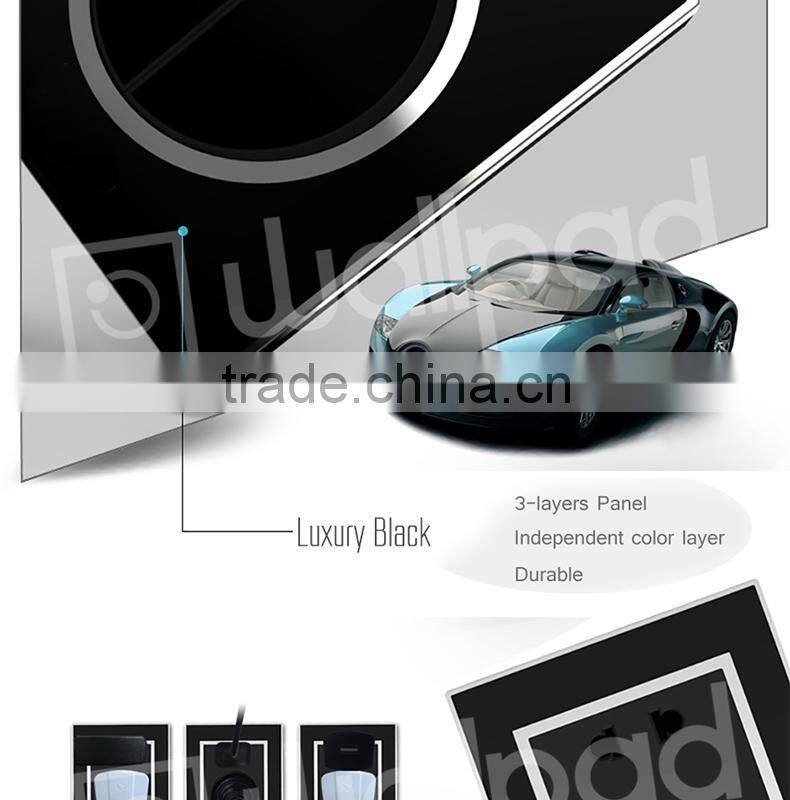 New Design Wallpad Black Waterproof Acrylic Glass 110~250V 1Gang Switch and Electric 3 Pin Austrilia Wall Socket