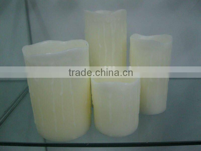 amber flickering Flameless Pillar Carven Wax Scented LED Candles