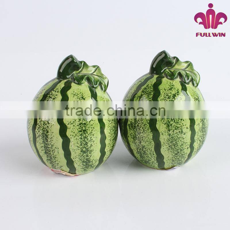 Watermelon design ceramic salt and pepper shaker wholesale with full handpainted