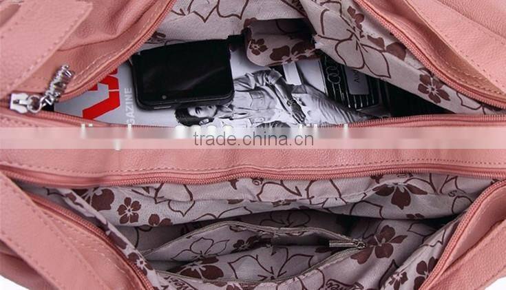 Fashion design Shoulder bag lady leather backpack multifunction pink handbag