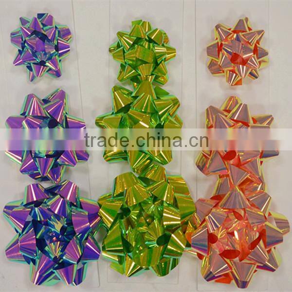 Purple PP Holographic Star Gift Bow For Festival Decorations