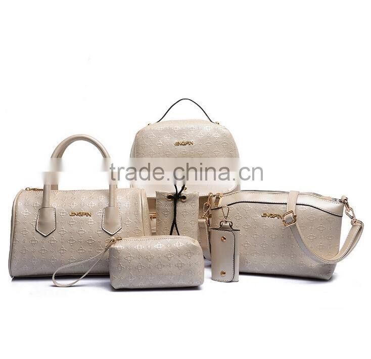 6 For 1 Woman's Bag Set PU Leather Backpack,Handbag,Shoulder Bag,Pen Holder,Pouch,Key Holder