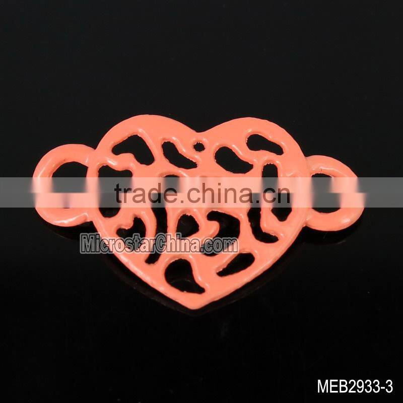 New design spray paint alloy heart connector jewelry bracelet necklace connector