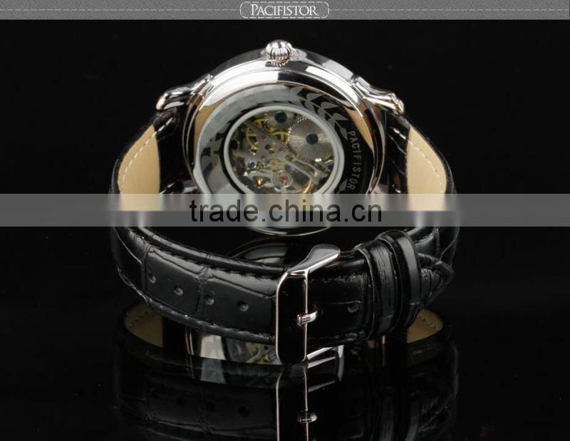 INFANTRY Men's Luxury Mechanical Silver Case Leather Deluxe Watch