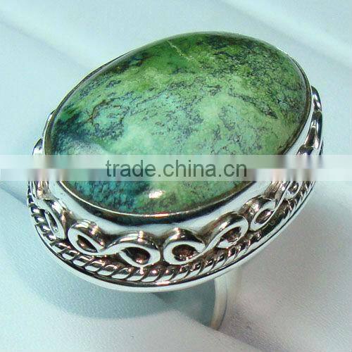 Indian 925 Sterling Silver Tibetan Turquoise Ring