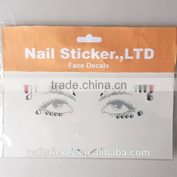 Custom new fashion party face rhinestone tattoo sticker acrylic makeup self-adhesive face paint sticker