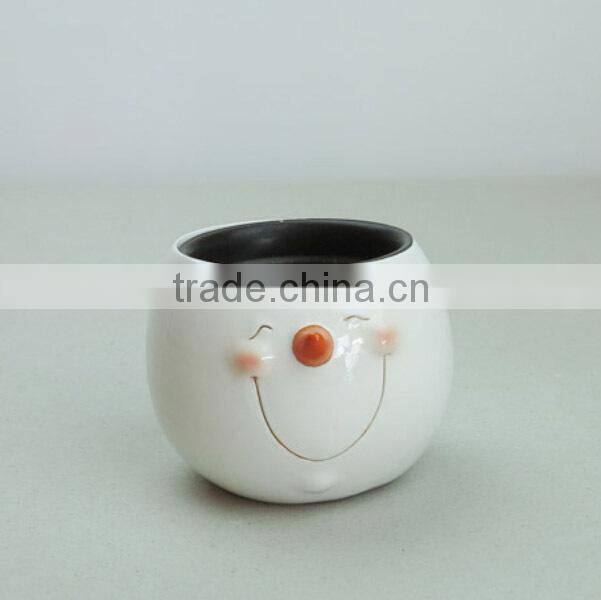 Garden Decoration White Color Small Resin Animal Shape Flower Pot