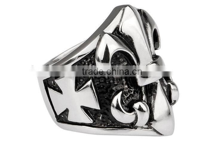 KSTONE Mens Punk Cross Stainless Steel Ring