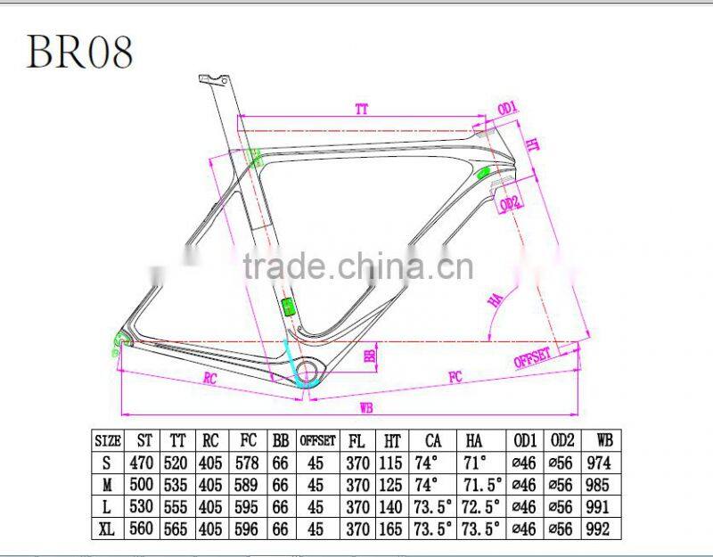 2016 New Arrival top quality best sell tt bike carbon frameset