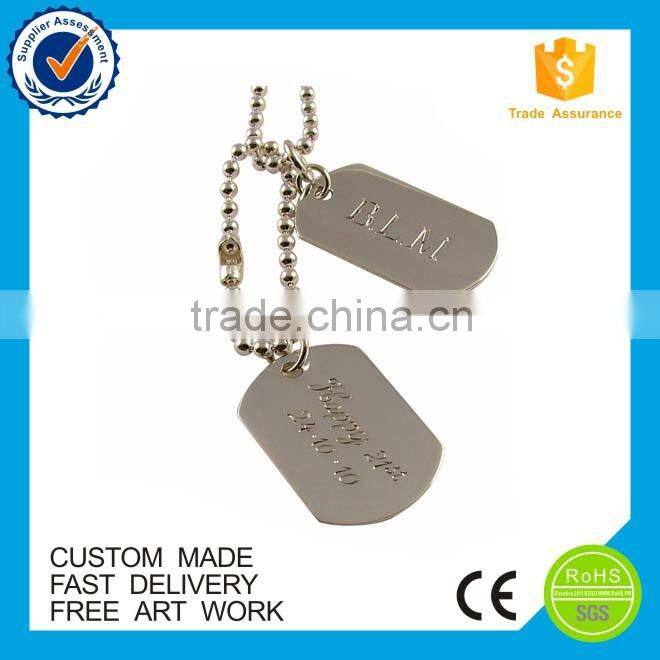 Promotional zinc alloy debossed logo custom engraving metal dog tag