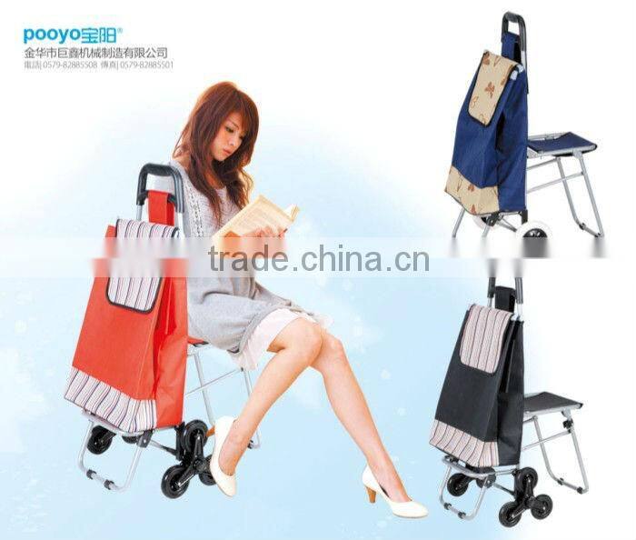 Portable shopping cart with chair
