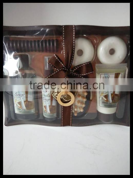 new wild vanilla sugar hot sale high quality bath set in wooden basket