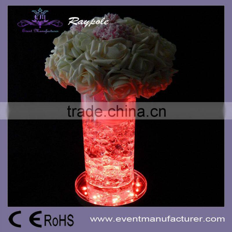Battery operated wine bottle vase 8 inch LED base table centerpiece light for party decor