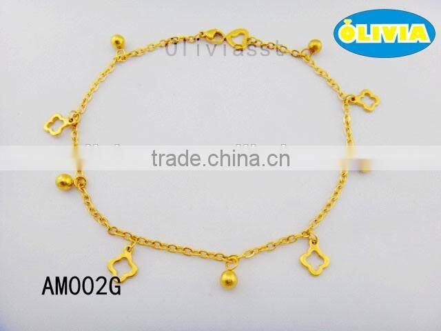 Olivia Jewelry Delicate New Arrival Heart Shape Charm Design Gold Plated Anklets