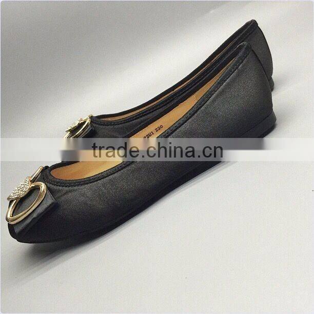 2016 stylish flats shoes china women pump shoes with heart rhinestone and bow